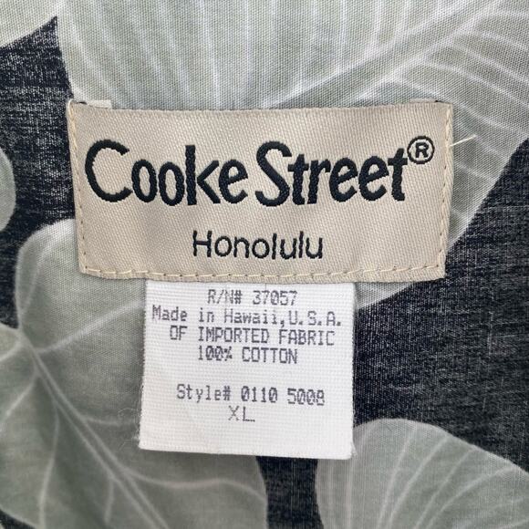 VTG Cooke Street Hawaiian Shirt Reverse Print Popover XL Black Green Palm Hawaii - Picture 3 of 6